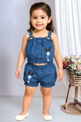 Zudi Baby Girls Disney Princess Party(Festive) Top Shorts(Denim blue)