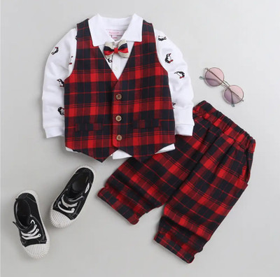 OPTURN Boys Party(Festive) Waistcoat Pant(MAROON)