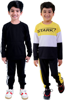 Chandrika Boys Casual T-shirt Trouser(BLACK_YELLOW)