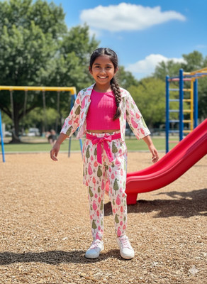 Rangi Saga Girls Casual Top Pant(Pink)