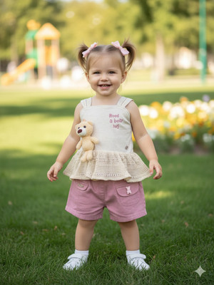 KETI MINI Girls Casual Top Shorts(Onion)