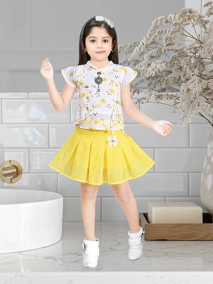 HouseOfCommon Baby Girls Casual Top Skirt(White Yellow)