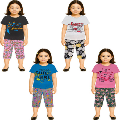 NK TRENDZ Girls Casual Pyjama Pyjama(BK-WH-BL-PK)