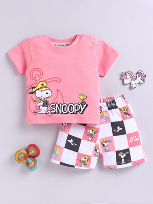YK X Tinyo Baby Boys Casual T-shirt Shorts(Pink)