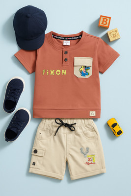 karnika Boys Casual T-shirt Shorts(Rust)