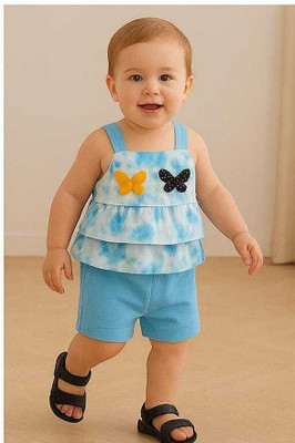 Fashiva Baby Girls Barbie Party(Festive) Shorts Top(BULE)