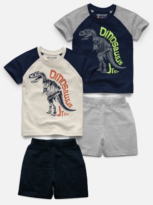 Hellcat Baby Boys & Baby Girls Casual T-shirt Shorts(Beige, Navy Blue)