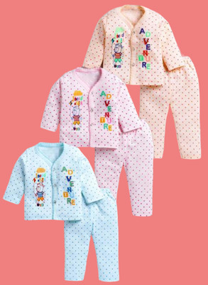 HouseOfCommon Baby Boys & Baby Girls Party(Festive) T-shirt Pyjama(multicolour)