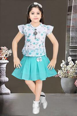 HouseOfCommon Baby Girls Casual Top Skirt(White Sky)