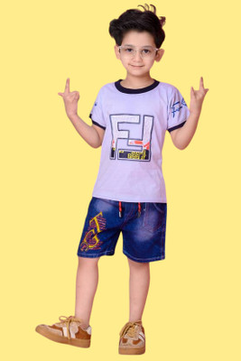 HouseOfCommon Boys Party(Festive) T-shirt Jeans(Purple)