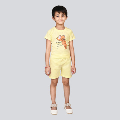ENBOLD Boys & Girls Casual T-shirt Shorts(Yellow)
