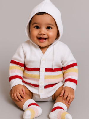 Little Angels Baby Girls Casual Cardigan Cap, Socks(Red)