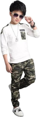 MaaBhawaniprint Boys Ben 10 Party(Festive) Track Pants T-shirt(White)