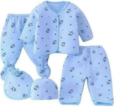oromo Baby Boys & Baby Girls Casual Dress Bib, Bootie, Cap, Top, Pyjama(Blue)