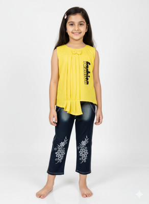 Girijesh Singh Girls Casual Top Jeans(Yellow)