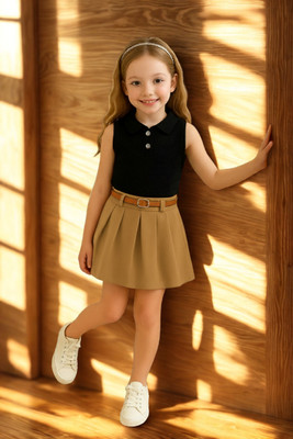 KRIYU CREATION Girls Party(Festive) Top Skirt(BLACK)