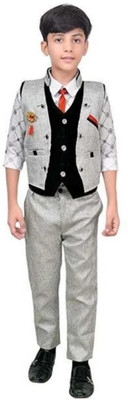 Elite Trend Traders Boys Festive & Party Shirt, Waistcoat and Pant Set(Multicolor Pack of 1)