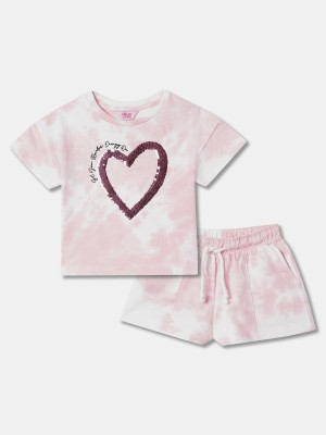R&B Girls Casual T-shirt Trouser(Pink)