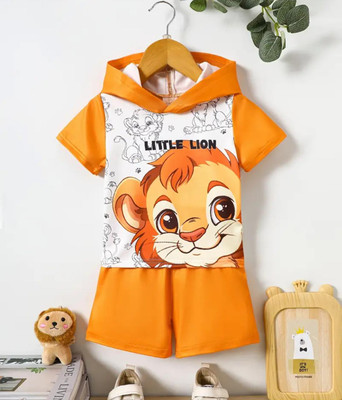 MUSNAHGARMENTS Baby Boys Party(Festive) Sweatshirt Shorts(White and orange)