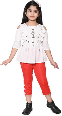 smart choice collections Girls Party(Festive) Top Legging(White)
