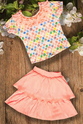 MTOUCHFASHION Baby Girls Party(Festive) Top Skirt(PEACH)