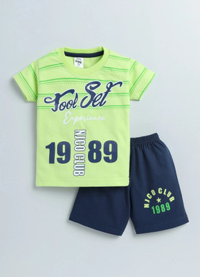 TINY BINY Boys Casual T-shirt Shorts(Lime Green)