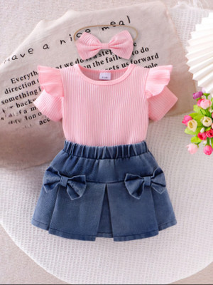 EKAAA Baby Girls Party(Festive) Top Skirt(PINK)