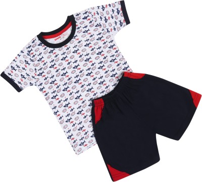 WOLF KING Baby Boys & Baby Girls Party(Festive) T-shirt Pant(Blue)