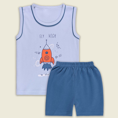 Wishkaro Baby Boys Casual T-shirt Shorts(Blue)