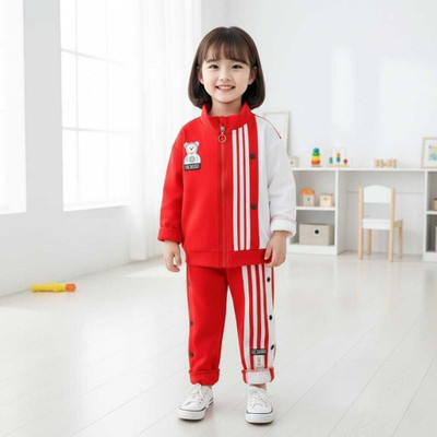 dhairyatraders Baby Boys & Baby Girls Casual Sweatshirt Track Pants(Red, White)