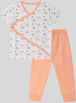 FASHION GRAB Baby Boys & Baby Girls Casual T-shirt Pant(WHITE)