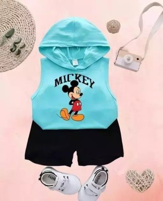 MUSNAHGARMENTS Boys Mickey Casual Vest Shorts(Sky Blue)