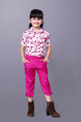 Aarya Designer Girls Barbie Party(Festive) Shirt Pant(Pink)