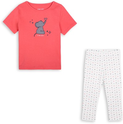 one sky Baby Boys & Baby Girls Casual T-shirt Pyjama(Red)