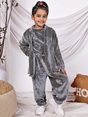 NEUDIS Girls Casual Top Trouser(Grey)