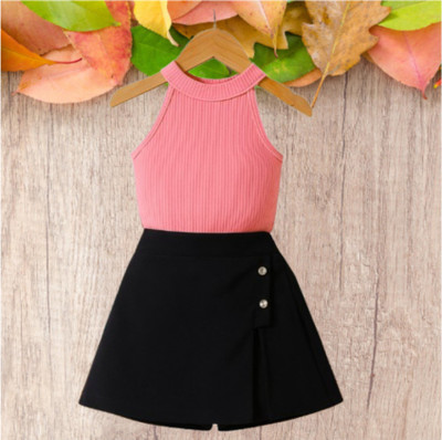 RIYASNHI Girls Casual Top Shorts(Pink, Black)
