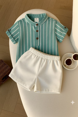 peeloo Baby Boys & Baby Girls Casual Shirt Shorts(GREEN STREEP1)