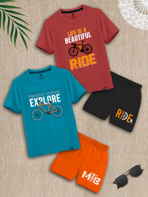 Raax Boys & Girls Casual T-shirt Shorts(Roseberry:Black:Turcoise:Orange)