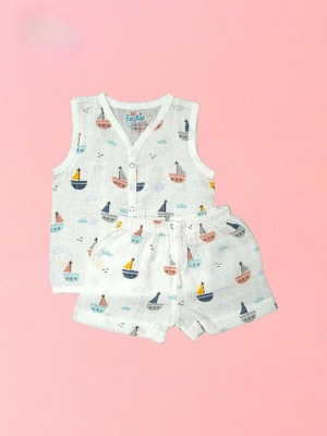 Firstin Baby Boys & Baby Girls Casual Vest Shorts(Yacht)