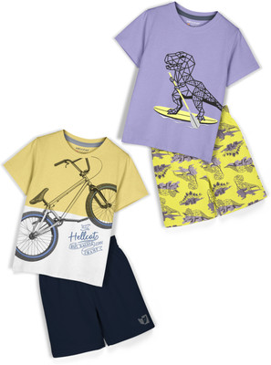 Hellcat Girls Casual T-shirt Shorts(Mustard2/Lavender2)