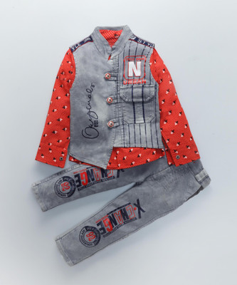 Ajmer Dresses Boys Casual Jacket Shirt, Pant(MultiColor1)