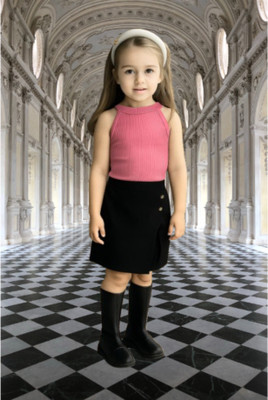 RIYASNHI Girls Casual Top Shorts(Pink, Black)