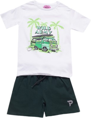 Arshia Fashions Boys Casual T-shirt Shorts(White)