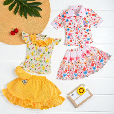 HALDER Baby Girls Casual Top Skirt(Yellow & Orange)
