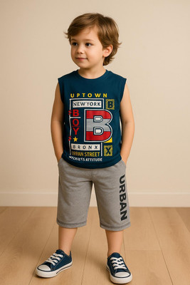 Amreet Creation Boys Batman Casual Capri Capri(blue and grey)