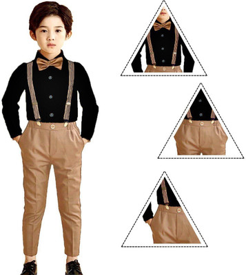 ULTRINA Baby Boys Party(Festive) Shirt Pant, Suspenders, Bow Tie(BLACK)