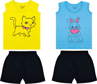 Biffy and Luffy Boys Casual T-shirt Shorts(Yellow Blue)