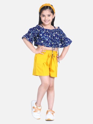 naughty ninos Girls Casual Top Shorts(Navy Blue)