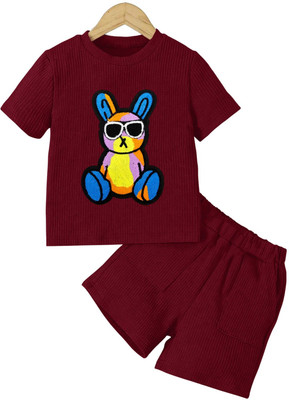 EMBLICA Boys & Girls Casual T-shirt Shorts(MAROON)