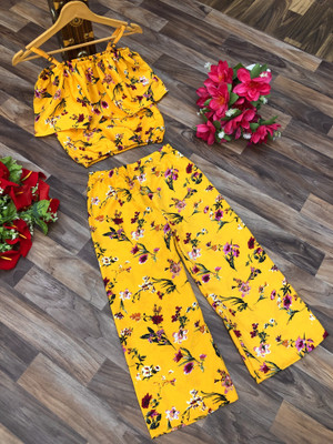 lb enterprise Girls Party(Festive) Top Pant(yellow)
